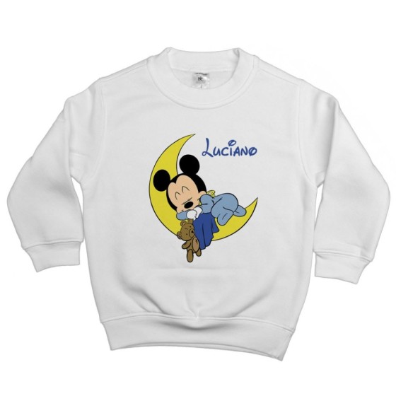 Felpa bambino personalizzata con nome topolino sleeping Cartoon