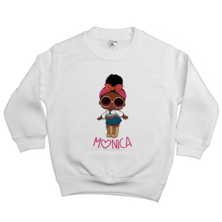Felpa bambina personalizzata con nome lol con la bandana e occhiali Cartoon