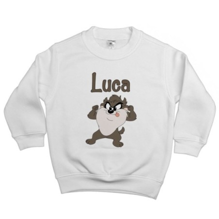Felpa bambino personalizzata con nome baby tazmania...