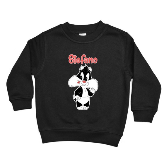 Felpa bambino personalizzata con nome baby gatto silvestro Cartoon