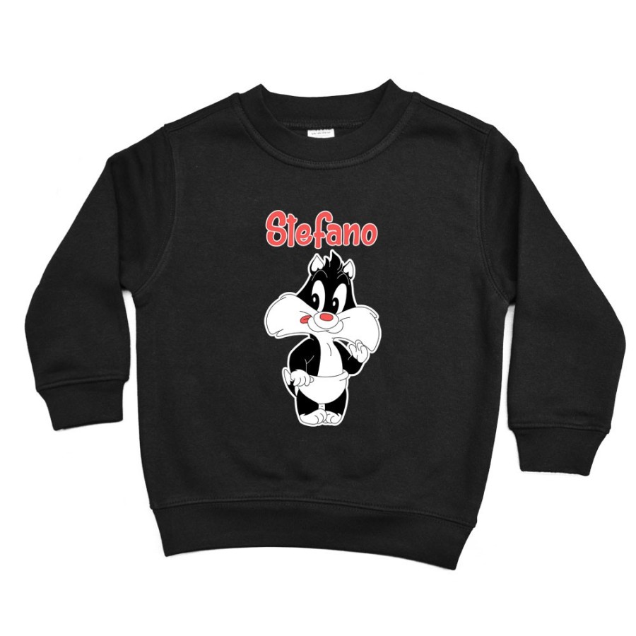 Felpa bambino personalizzata con nome baby gatto silvestro Cartoon