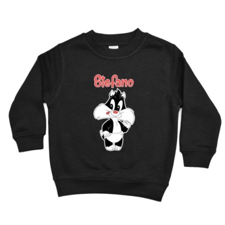 Felpa bambino personalizzata con nome baby gatto silvestro
