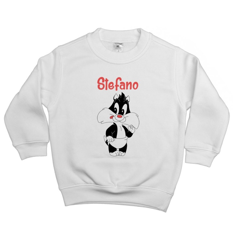 Felpa bambino personalizzata con nome baby gatto silvestro Cartoon