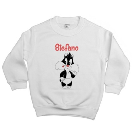 Felpa bambino personalizzata con nome baby gatto silvestro Cartoon