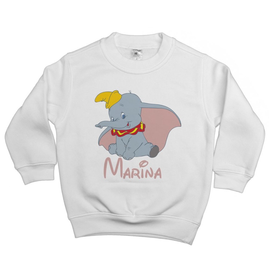 Felpa bambino personalizzata con nome dumbo Cartoon
