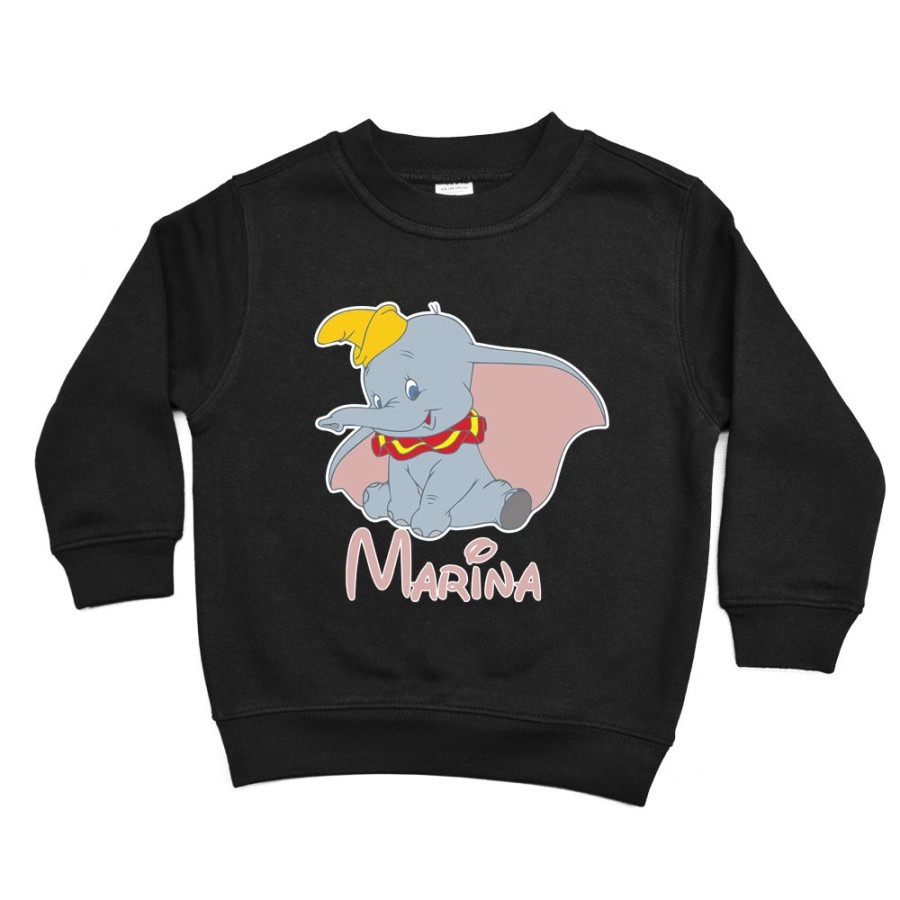 Felpa bambino personalizzata con nome dumbo Cartoon