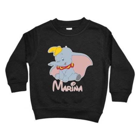 Felpa bambino personalizzata con nome dumbo Cartoon