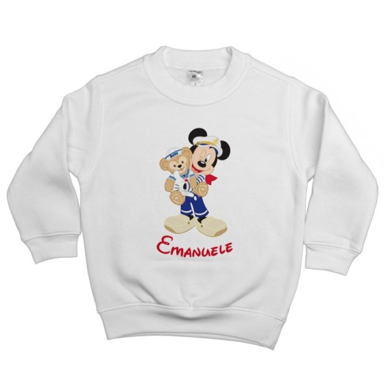 Felpa bambino personalizzata con nome topolino marinaio Cartoon