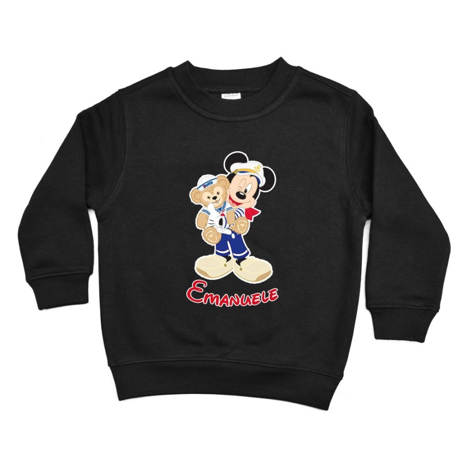 Felpa bambino personalizzata con nome topolino marinaio Cartoon