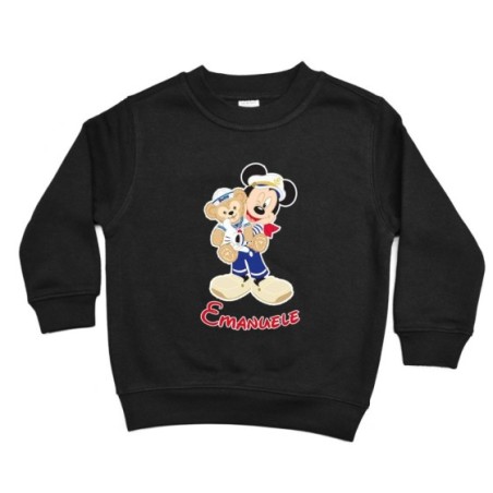 Felpa bambino personalizzata con nome topolino marinaio Cartoon