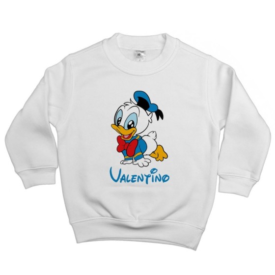 Felpa bambino personalizzata con nome baby paperino Cartoon