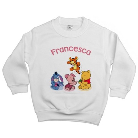 Felpa bambino personalizzata con nome winnie e tigro e...