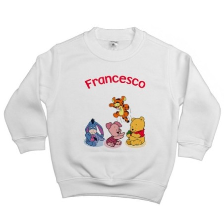 Felpa bambino personalizzata con nome winnie e tigro e pimpi e ih-oh Cartoon