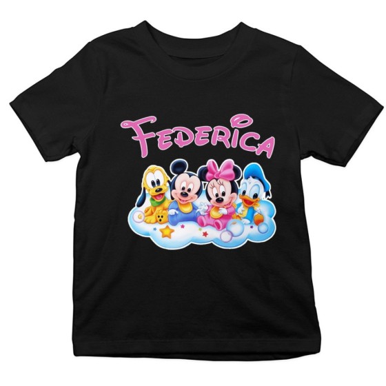 T-shirt bambino personalizzata con nome baby disney family Cartoon