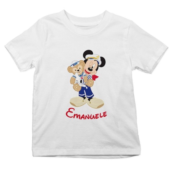 T-shirt bambino personalizzata con nome topolino marinaio Cartoon