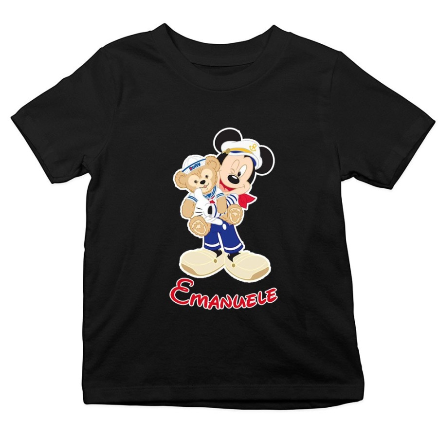 T-shirt bambino personalizzata con nome topolino marinaio Cartoon