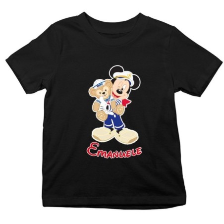 T-shirt bambino personalizzata con nome topolino marinaio Cartoon