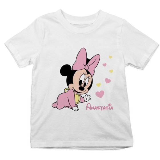 T-shirt bambina personalizzata con nome baby minnie Cartoon