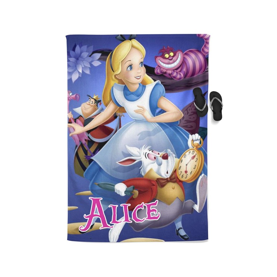 Telo mare personalizzato con nome alice in wonderland Cartoon