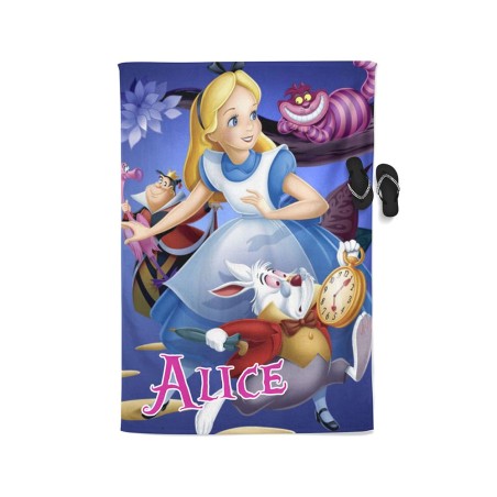 Telo mare personalizzato con nome alice in wonderland Cartoon
