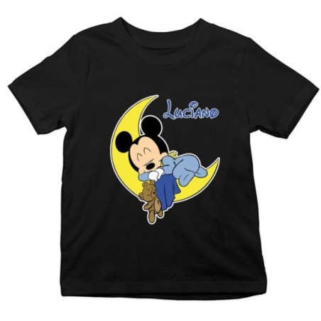 T-shirt bambino personalizzata con nome topolino sleeping Cartoon