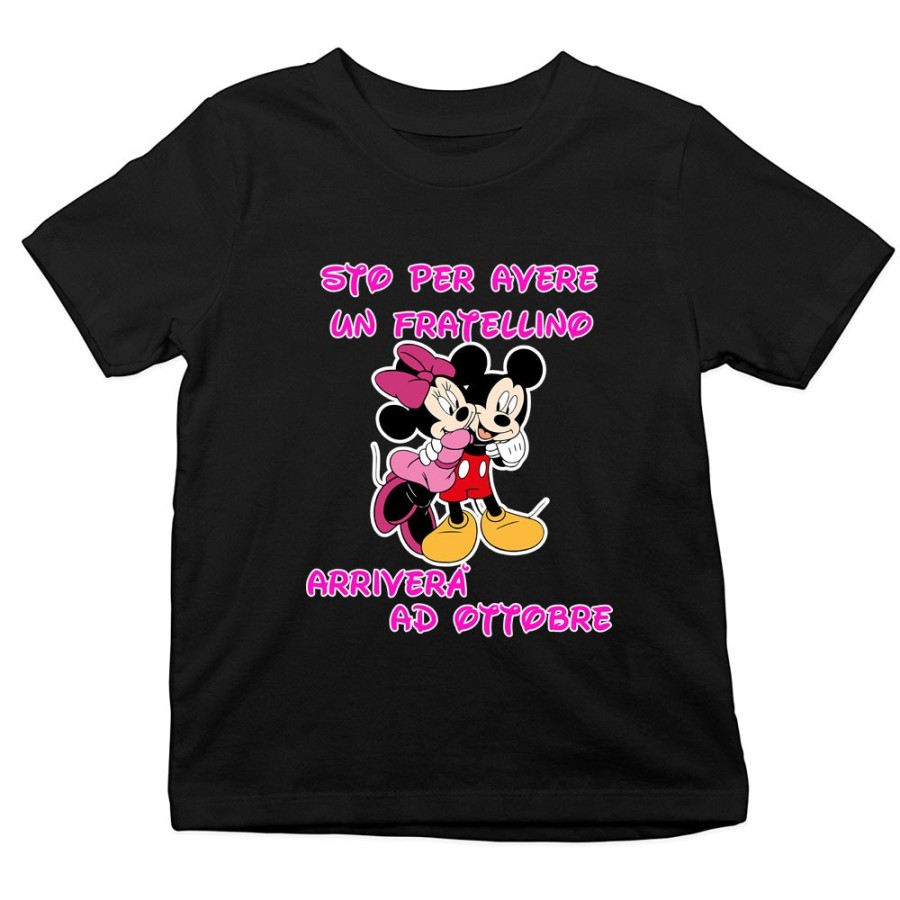 T-shirt bambina personalizzata con mese sto per avere un fratellino arriverà Cartoon