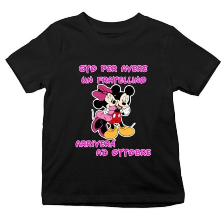 T-shirt bambina personalizzata con mese sto per avere un fratellino arriverà Cartoon