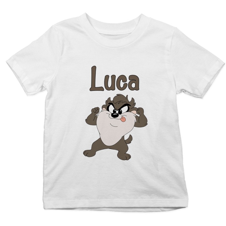 T-shirt bambino personalizzata con nome baby tazmania linguaccia Cartoon