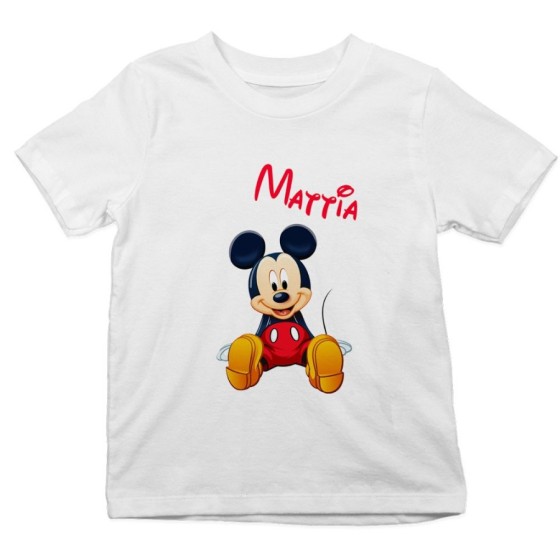 T-shirt bambino personalizzata con nome cute topolino Cartoon