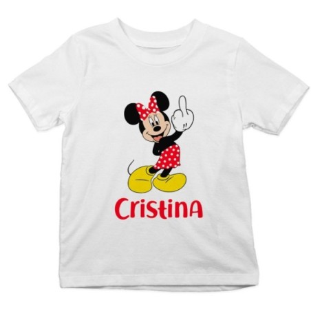 T-shirt bambino personalizzata con nome topolino - minnie dito medio Cartoon