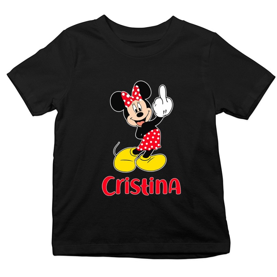T-shirt bambino personalizzata con nome topolino - minnie dito medio Cartoon