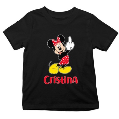 T-shirt bambino personalizzata con nome topolino - minnie dito medio Cartoon
