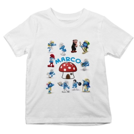 T-shirt bambino personalizzata con nome puffi