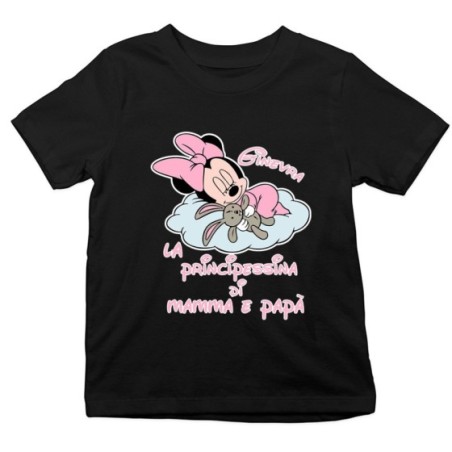T-shirt bambina personalizzata con nome baby minnie principessina di mamma e papà Cartoon