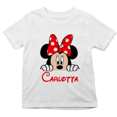 T-shirt bambina personalizzata con nome minnie che esce...