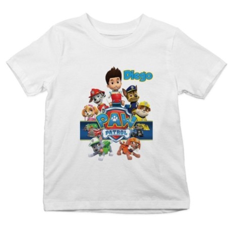 T-shirt bambino personalizzata con nome personaggi paw patrol Cartoon