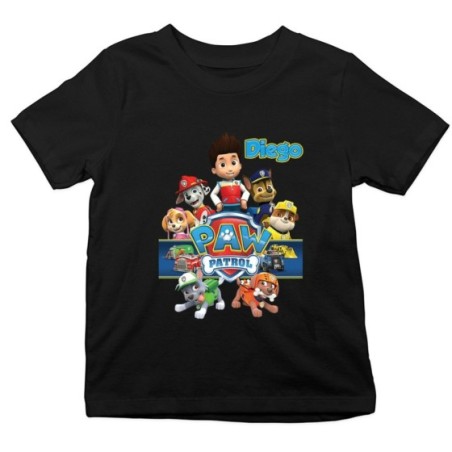 T-shirt bambino personalizzata con nome personaggi paw patrol Cartoon