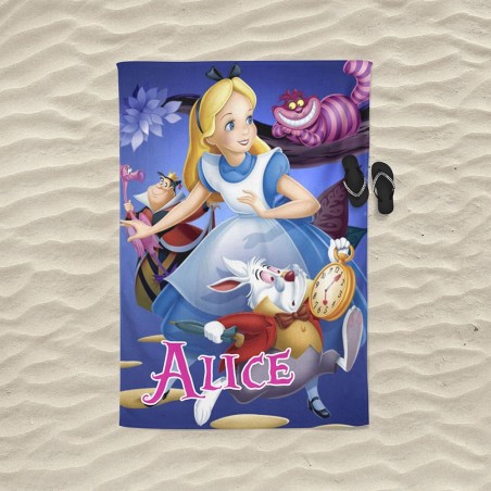 Telo mare personalizzato con nome alice in wonderland Cartoon