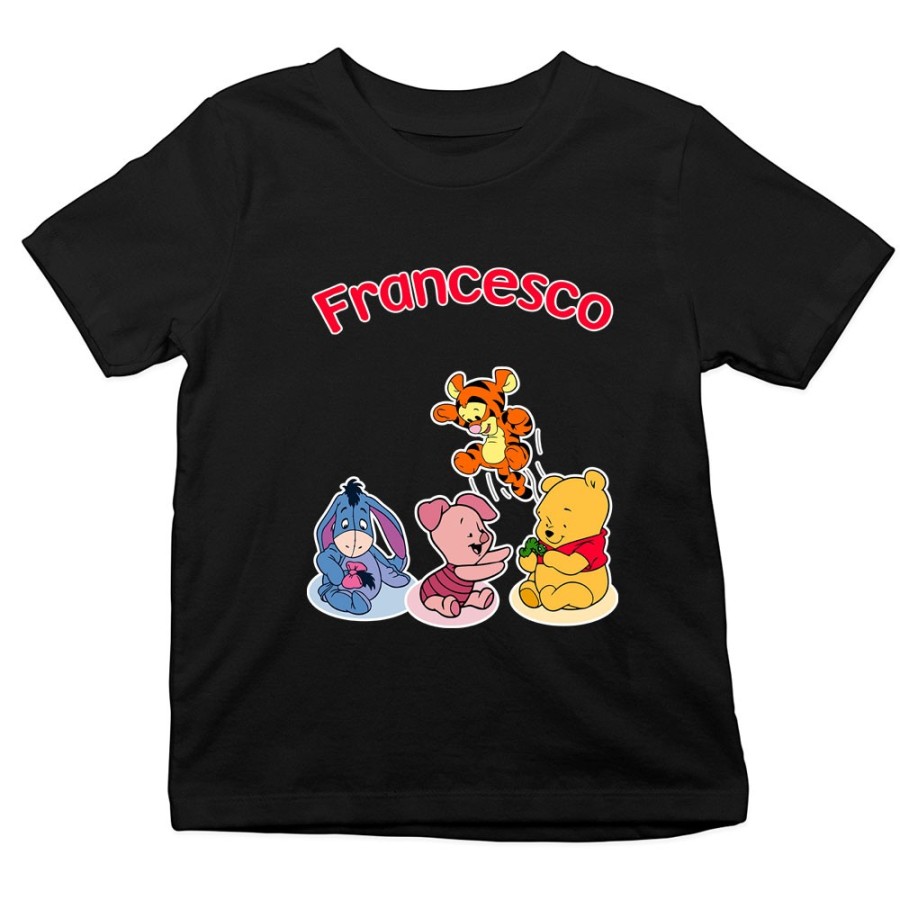 T-shirt bambino personalizzata con nome winnie e tigro e pimpi e ih-oh Cartoon