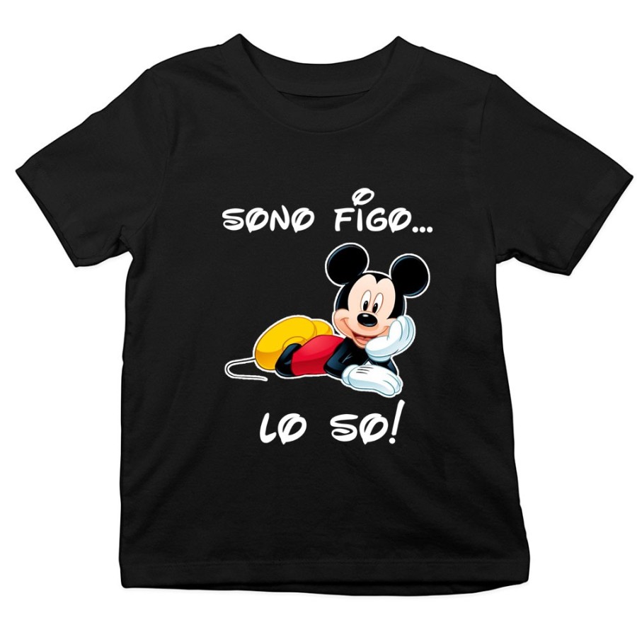 T-shirt bambino sono figo lo so con topolino Cartoon