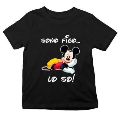 T-shirt bambino sono figo lo so con topolino Cartoon