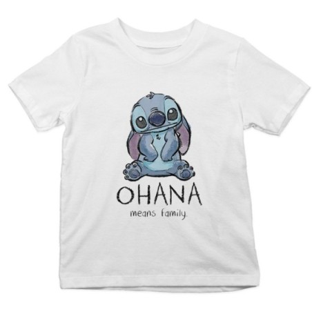 T-shirt bambino con stitch ohana means family