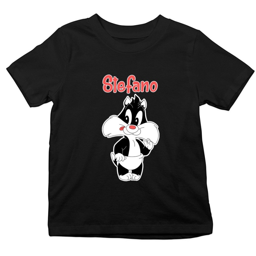 T-shirt bambino personalizzata con nome baby gatto silvestro Cartoon