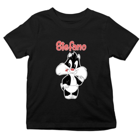 T-shirt bambino personalizzata con nome baby gatto silvestro