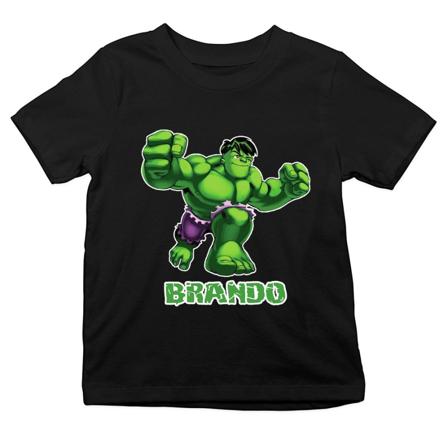 T-shirt bambino personalizzata con nome hulk Cartoon