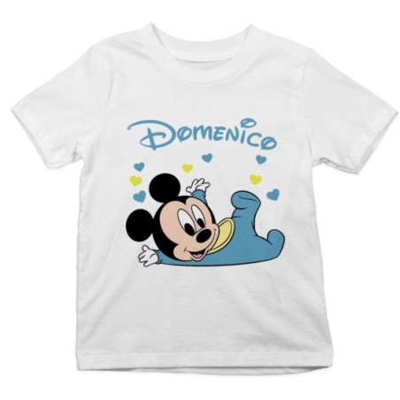 T-shirt bambino personalizzata con nome baby topolino Cartoon