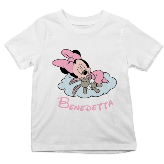 T-shirt bambina personalizzata con nome minnie sleeping Cartoon