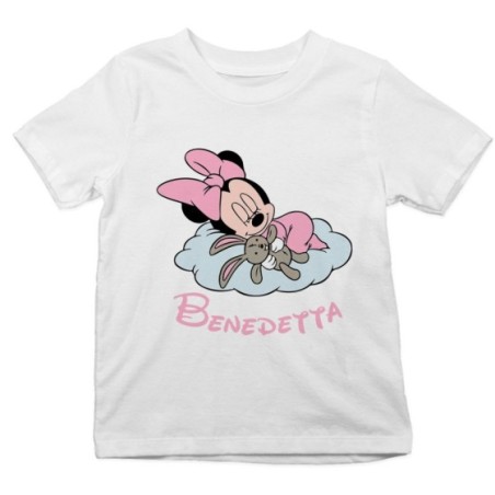 T-shirt bambina personalizzata con nome minnie sleeping Cartoon