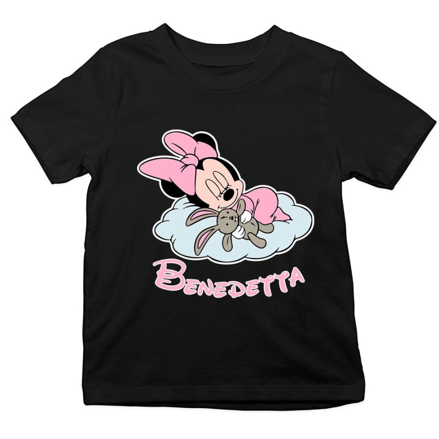 T-shirt bambina personalizzata con nome minnie sleeping Cartoon