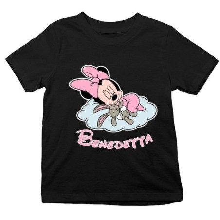 T-shirt bambina personalizzata con nome minnie sleeping Cartoon